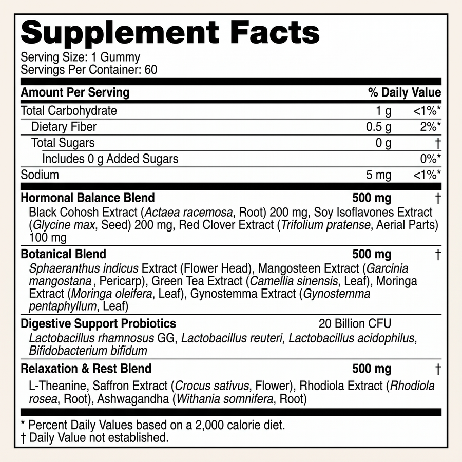 Supplement Facts panel — the full formula exactly as printed on the Still You label